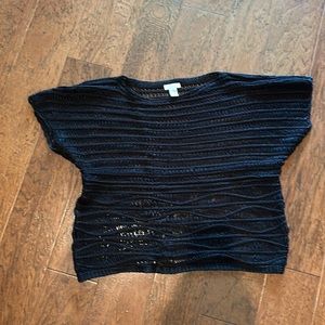 Black, crochet-like - just off the shoulder sweater